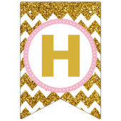 Goud en Roze Happy Birthday Bunting Flags, Aangepa Vlaggetjes (Tweede vlag)