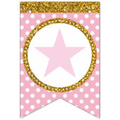 Goud en Roze Happy Birthday Bunting Flags, Aangepa Vlaggetjes (Eerste vlag)