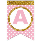 Goud en Roze Happy Birthday Bunting Flags, Aangepa Vlaggetjes (Derde vlag)