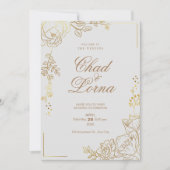 Goud en Roze Huwelijksuitnodiging Kaart (Voorkant)