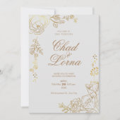 Goud en Roze Huwelijksuitnodiging Kaart (Voorkant)