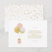 Goud en roze | Kaart van de Birthday Party Gift En (Voorkant / Achterkant)