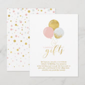 Goud en roze | Kaart van de Birthday Party Gift En (Voorkant / Achterkant)