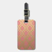 Goud en roze Klassic Damask Bagagelabel (Voorkant verticaal)
