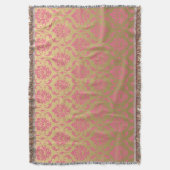 Goud en roze Klassic Damask Deken (Voorkant Verticaal)