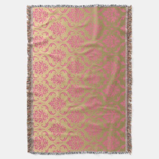 Goud en roze Klassic Damask Deken (Voorkant Verticaal)