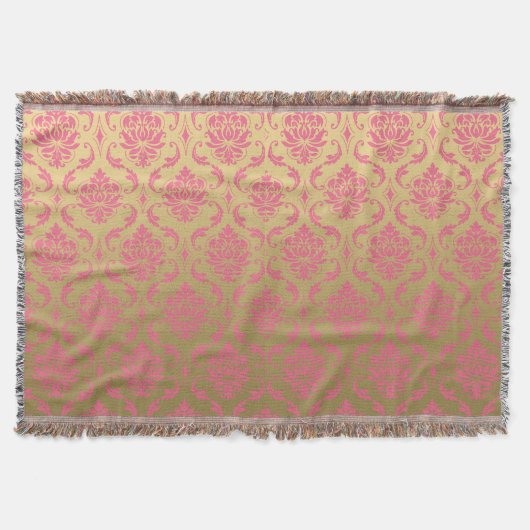 Goud en roze Klassic Damask Deken (Voorkant)