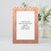 Goud en roze Klassic Damask Kaart (Staand voorkant)