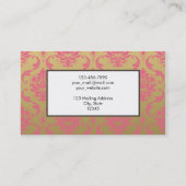 Goud en roze Klassic Damask Visitekaartje (Achterkant)