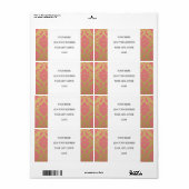 Goud en Roze Klassieke Damast Etiket (Full Sheet)