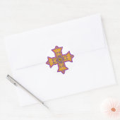 goud en roze koptisch kruis ronde sticker (Envelop)