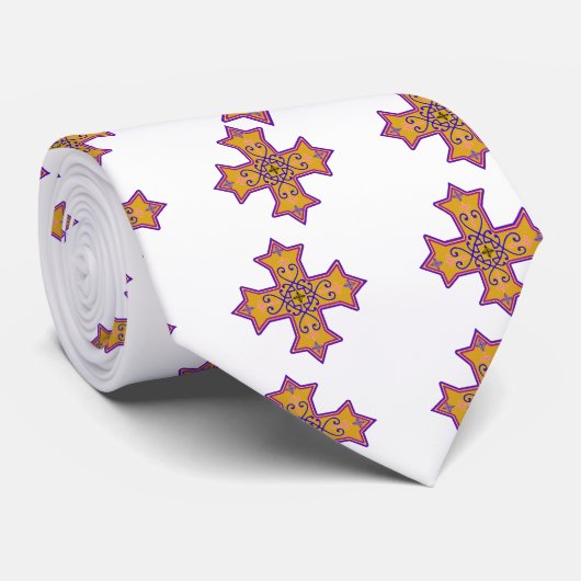 goud en roze koptisch kruis stropdas (Opgerold)