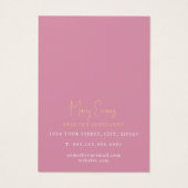 Goud en roze marmer-effect-earceringskaart visitekaartje (Achterkant)