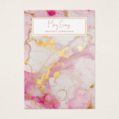Goud en roze marmer-effect-earceringskaart visitekaartje (Voorkant)