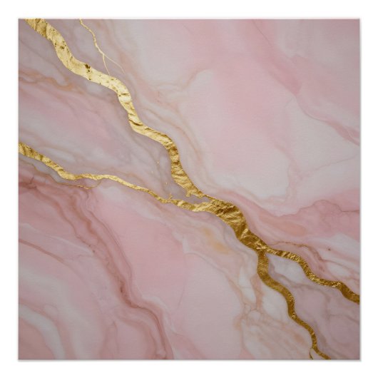 Goud en roze marmer textuur perfect poster (Voorkant)