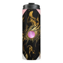 Goud en roze marmeren edelsteenmonogram