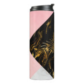 Goud en roze marmeren edelsteenmonogram thermosbeker (Gedraaid links)