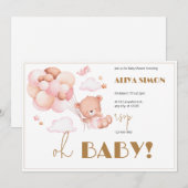 Goud en Roze Meisje Baby shower Kaart (Voorkant / Achterkant)