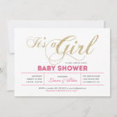 Goud en roze | Meisje, Chic Typography Baby shower Kaart (Voorkant)