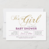 Goud en roze | Meisje, Chic Typography Baby shower Kaart (Voorkant)