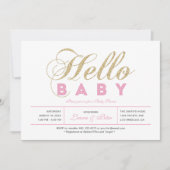 Goud en roze | Meisje, modern Baby shower voor typ Kaart (Voorkant)