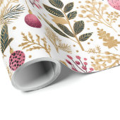  goud en roze | Ornamenten Botanisch Patroon Cadeaupapier (Rol Hoek)