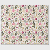  goud en roze | Ornamenten Botanisch Patroon Cadeaupapier (Vlak)