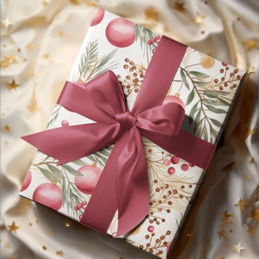 Goud en roze | Ornamenten | botanisch patroon Cadeaupapier