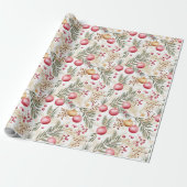 Goud en roze | Ornamenten | botanisch patroon Cadeaupapier (Uitgerold)