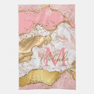 Goud en roze pailletten agaat theedoek