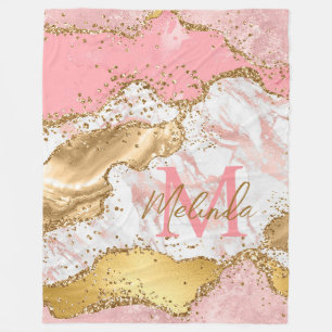 Goud en Roze Pailletten Agate Fleece Deken