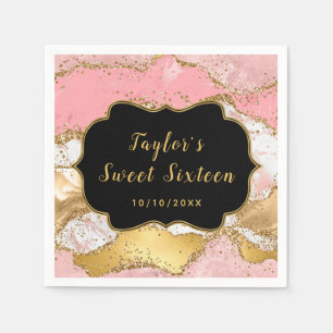 Goud en roze pailletten Agate Sweet Sixteen Servet