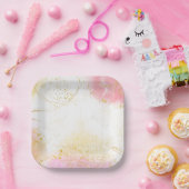 Goud en roze papieren bordje (Feest)