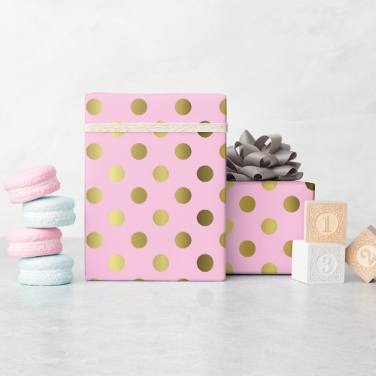 Goud en roze poodopapier cadeaupapier (Baby Shower)