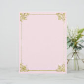 Goud en roze schrijfpapier 8,5 x 11 (Staand voorkant)