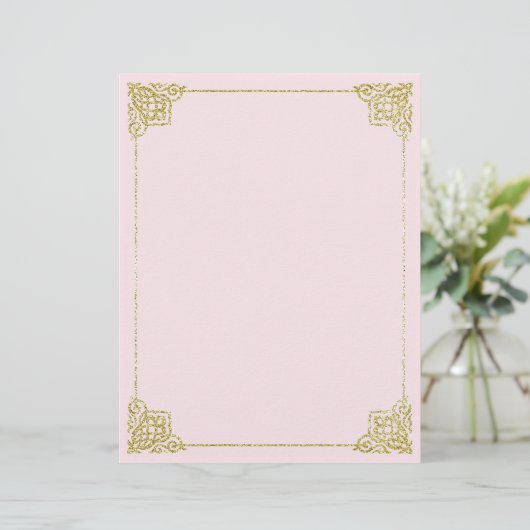 Goud en roze schrijfpapier 8,5 x 11 (Staand voorkant)