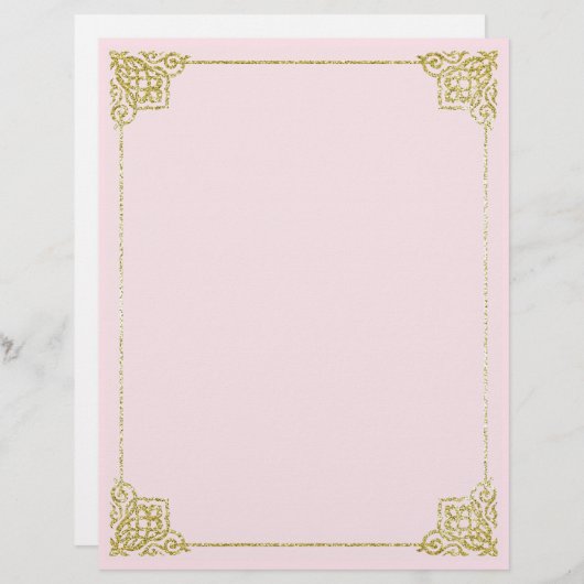 Goud en roze schrijfpapier 8,5 x 11 (Voorkant / Achterkant)