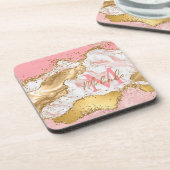 Goud en Roze Sequins Agaat Bier Onderzetter (Linkerzijde)