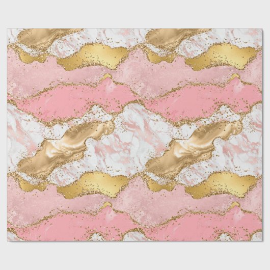 Goud en Roze Sequins Agaat Cadeaupapier (Vlak)