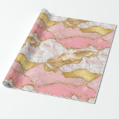 Goud en Roze Sequins Agaat Cadeaupapier (Uitgerold)