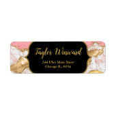 Goud en Roze Sequins Agaat Etiket (Voorkant)