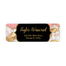 Goud en Roze Sequins Agaat Etiket