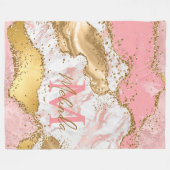 Goud en Roze Sequins Agaat Fleece Deken (Voorkant (Horizontaal))