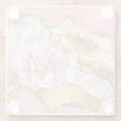 Goud en Roze Sequins Agaat Glazen Onderzetter (Achterkant)