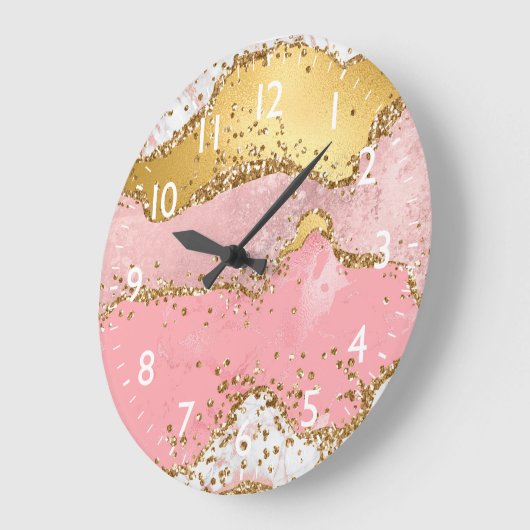 Goud en Roze Sequins Agaat Grote Klok (Hoek)