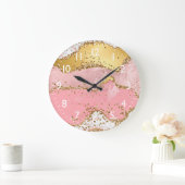 Goud en Roze Sequins Agaat Grote Klok (Huis)