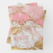 Goud en Roze Sequins Agaat Inpakpapier Vel (In situ)