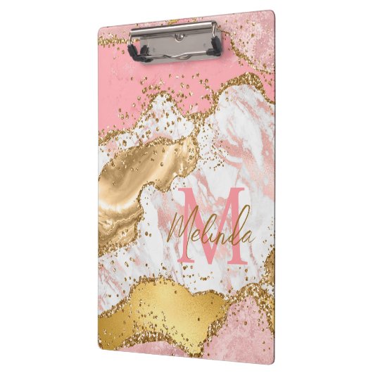 Goud en Roze Sequins Agaat Klembord (Links)