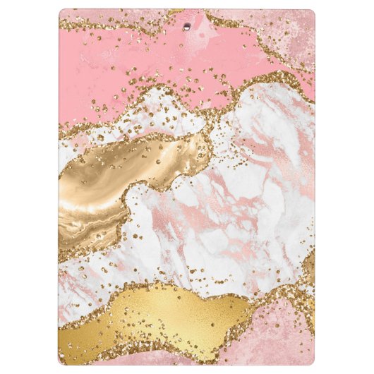 Goud en Roze Sequins Agaat Klembord (Achterkant)