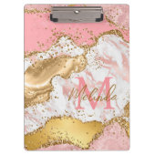 Goud en Roze Sequins Agaat Klembord (Voorkant)